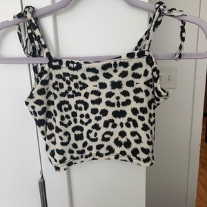 Cheetah Printed Tie Crop Top